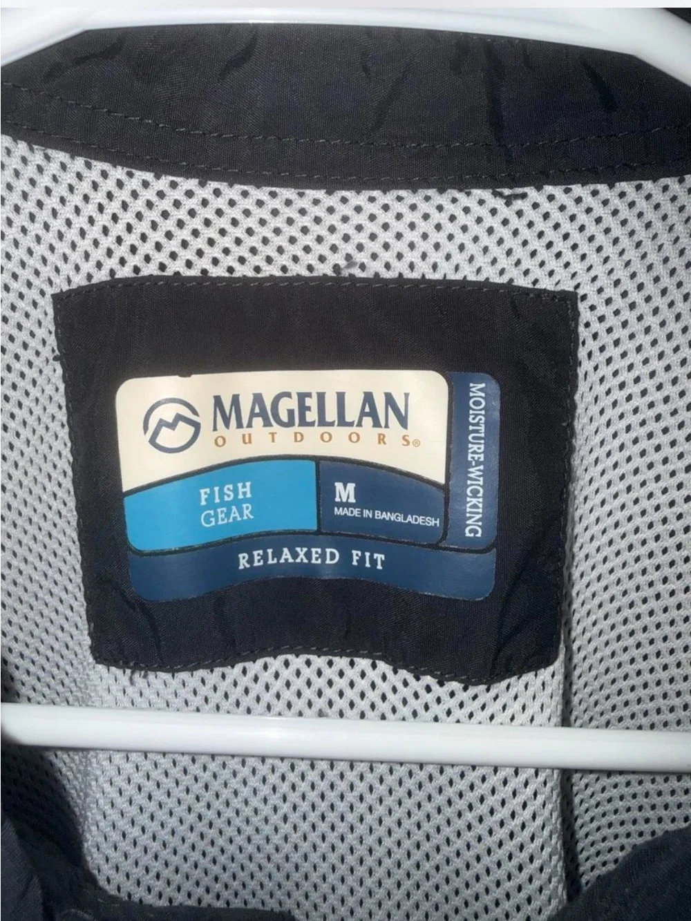 Magellan Outdoors Black Short Sleeve Fishing Shirt with Dual Chest Pockets